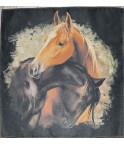 Carré polyester -chevaux.