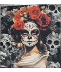 Carré polyester -Femme dia de los muertos.