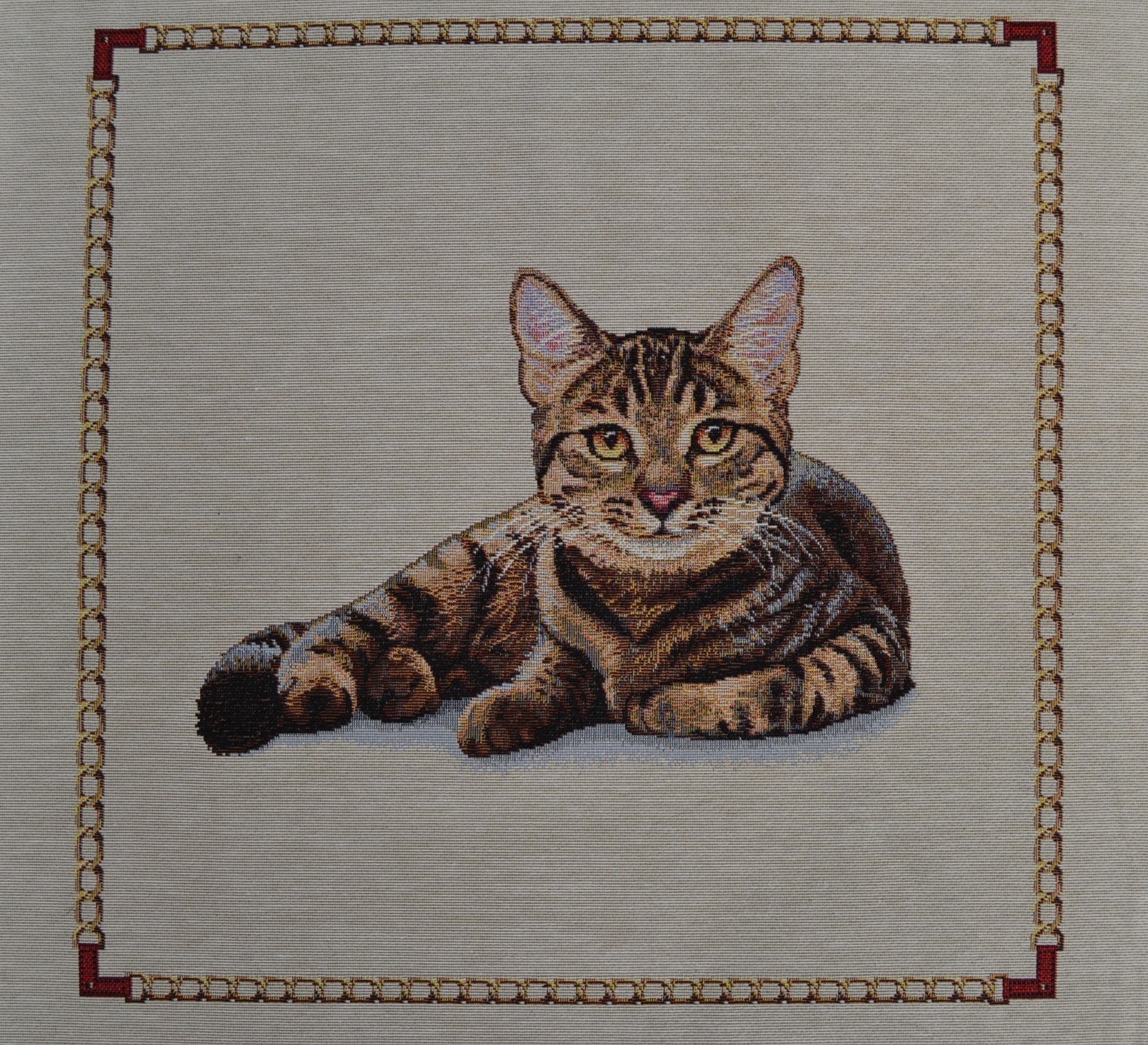 Carré - Chat tigré allongé
