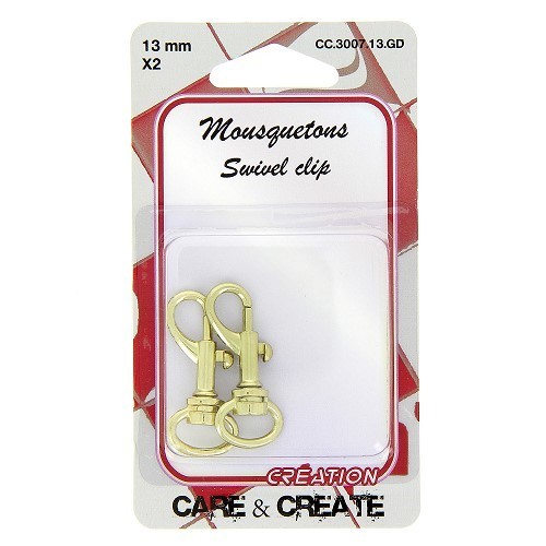 Mercerie - 2 mousquetons métal 13mm or