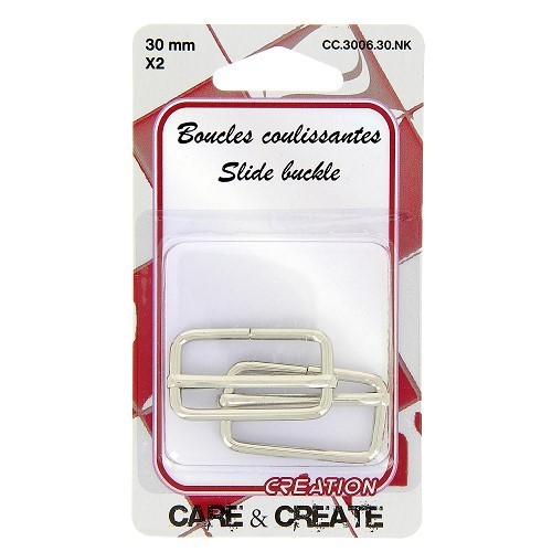 Mercerie - 2 boucles coulissantes 30mm argent