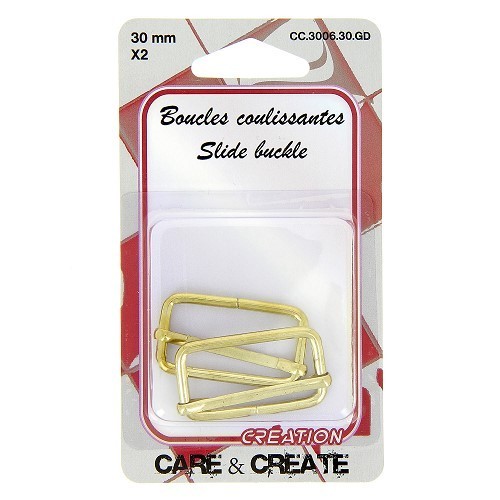 Mercerie - 2 boucles coulissantes 30mm or