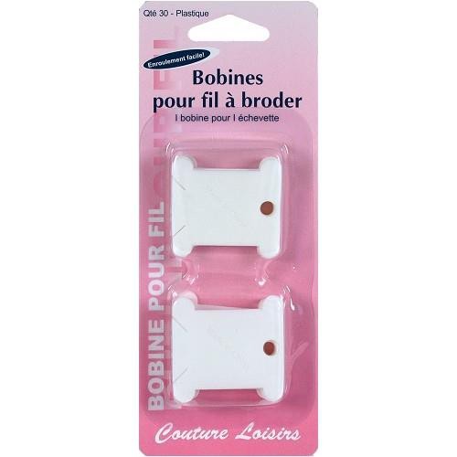 Mercerie - bobines plastique pour fil à broder