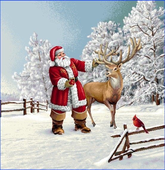 Carré -Pere noel  et le cerf