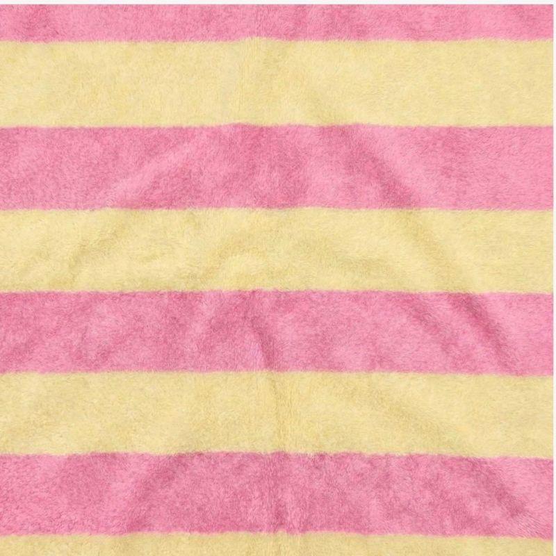 Éponge - maille bouclée jaune rayure rose