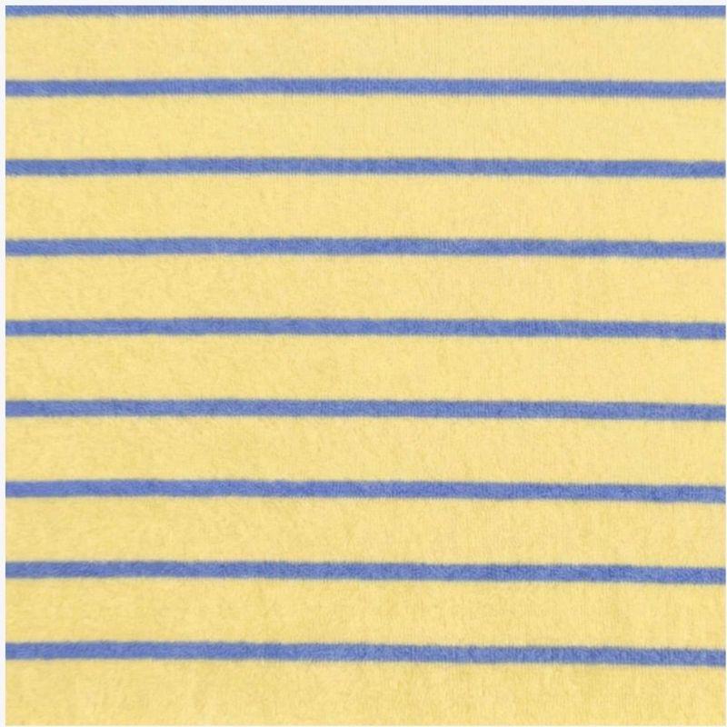 Éponge - maille bouclée jaune rayure bleu