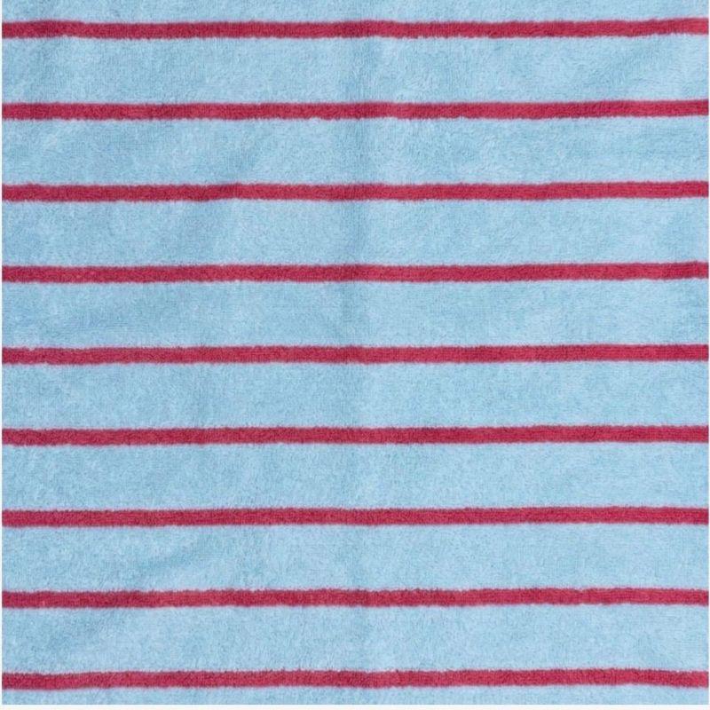 Éponge - maille bouclée bleu ciel rayure cerise