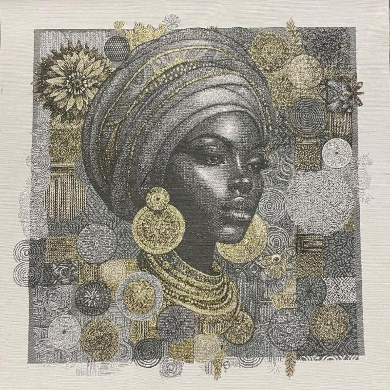 Carré -africaine bandeau gris lurex