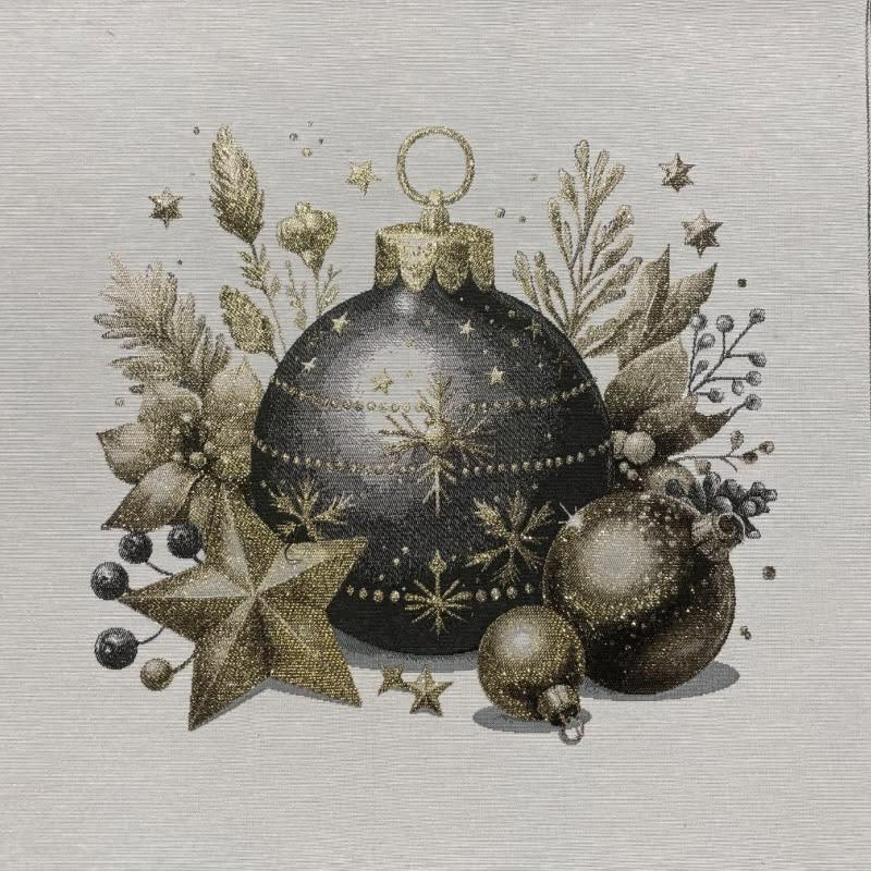 Carré -Boule de noel gris et doré lurex