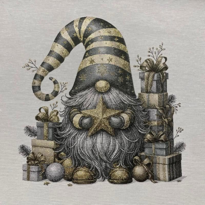 Carré -Lutin de noel gris et doré lurex