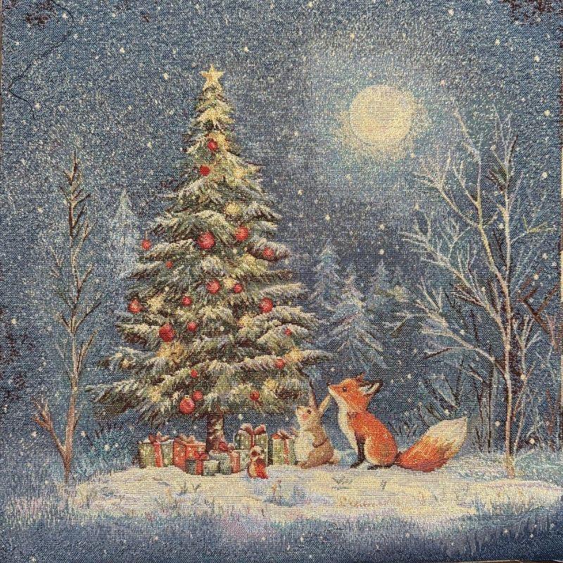 Carré - Sapin ,renard et lapin  lurex