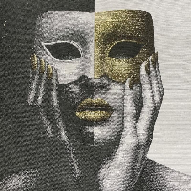Carré -Visage masque dore  lurex