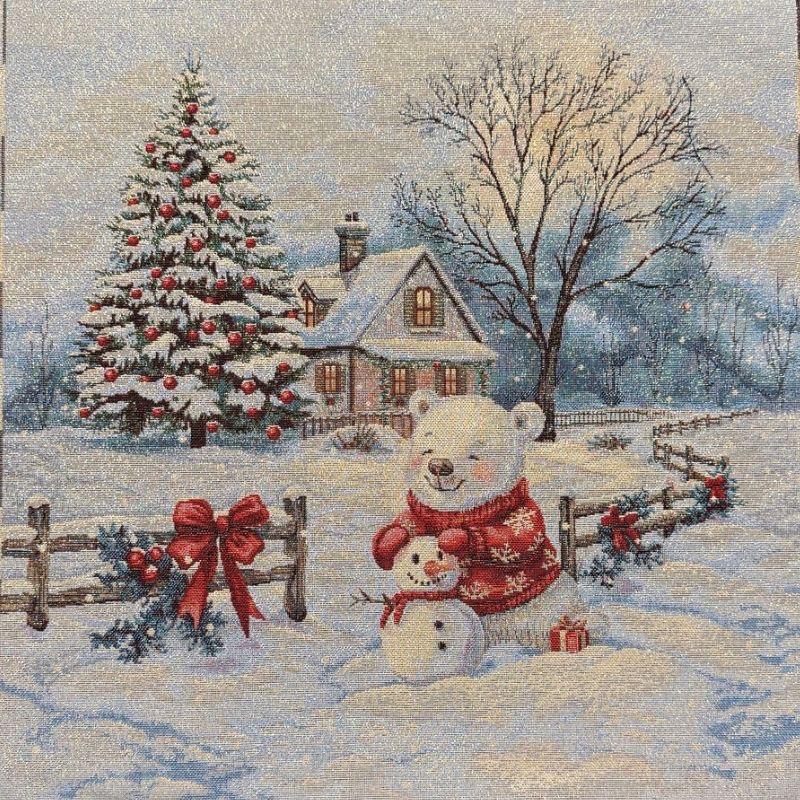 Carré - Ours et bonhomme de neige lurex