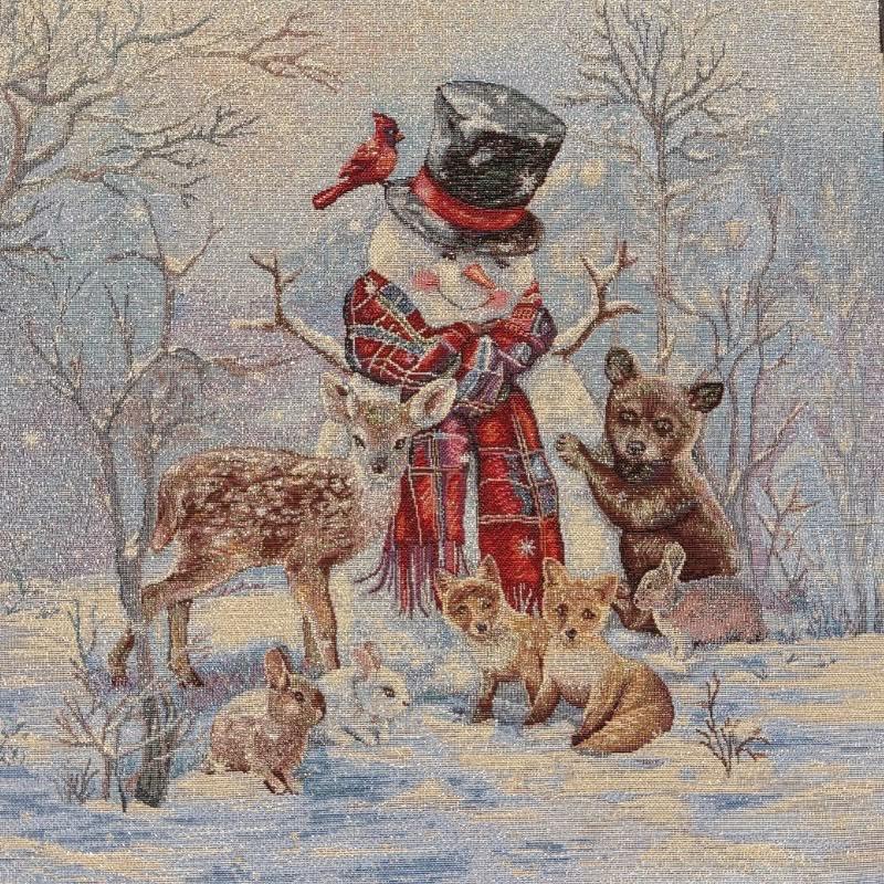 Carré -Bonhomme de neige animaux lurex
