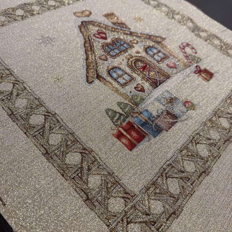 Carré -Maison pain d'epice cadre beige lurex – Image 2