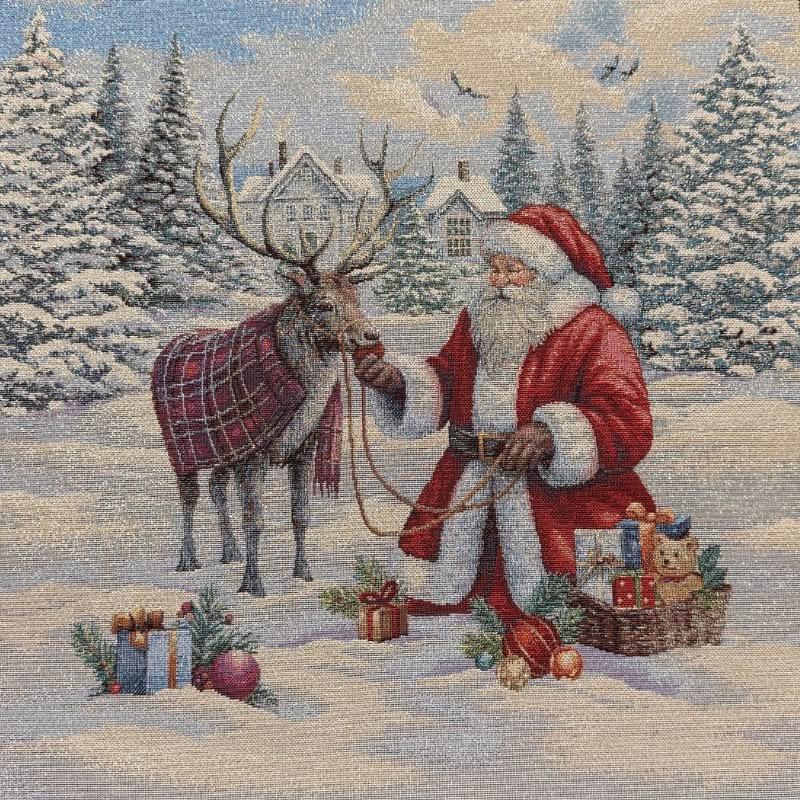 Carré -Pere noel , cerf et couverture et lurex